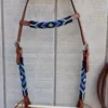 02BC5AF0 EFE9 4313 836F B2F9CB55A268 Blue wrapped Beaded Headstall with Reins