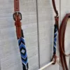 4AD622BF DE2C 4E63 A09A 666E4B0C43AB Blue wrapped Beaded Headstall with Reins