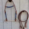 8097F72E F4F0 4A3F A935 64F348627D9B Blue wrapped Beaded Headstall with Reins
