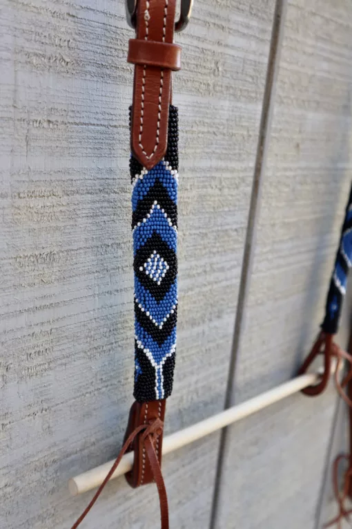 883FFD42 8421 4E29 A1E3 FDF8F87F9C18 scaled Blue wrapped Beaded Headstall with Reins