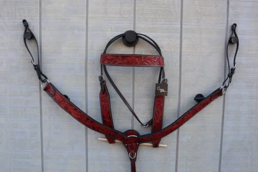 8F9AED47 0645 4484 8396 473EBBA0D145 1 scaled Floral tooled Headstall with Breast Collar