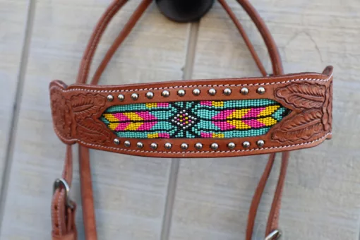 E1062D60 27D9 4FCF B57C 3E52676AEE93 scaled Headstall with tooling and beaded Inlay